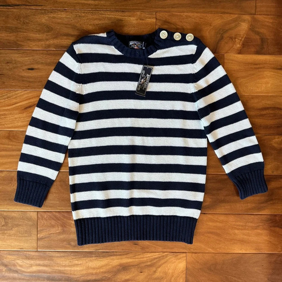 American Living Sweaters - American Living Navy and White Striped Sweater size Medium NWT